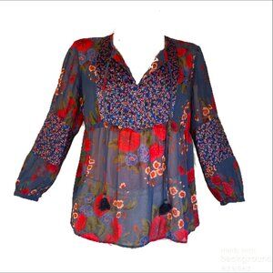 Daniel Rainn Blue Floral Blouse